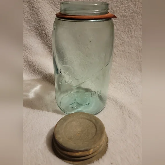 Vintage 1910-1923 Blue Ball Quart Mason Jar #11 - Picture 5 of 5